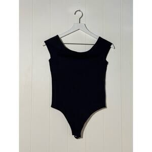 Everlane · Small · Bodysuit · Supima Cotton Cap Sleeve Scoop Neck Thong · Black